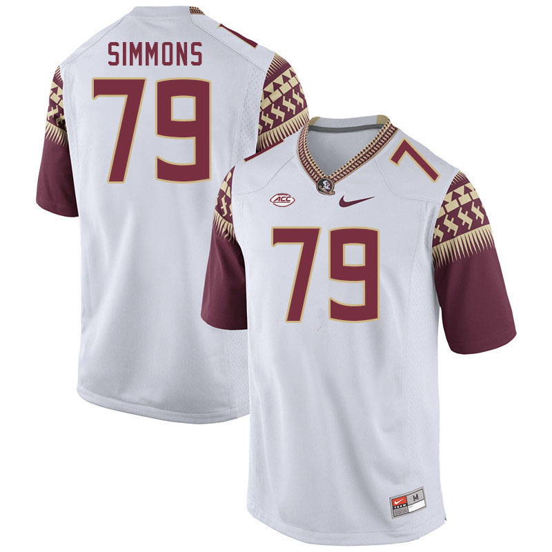 Men #79 Lucas Simmons Florida State Seminoles College Football Jerseys Stitched-White